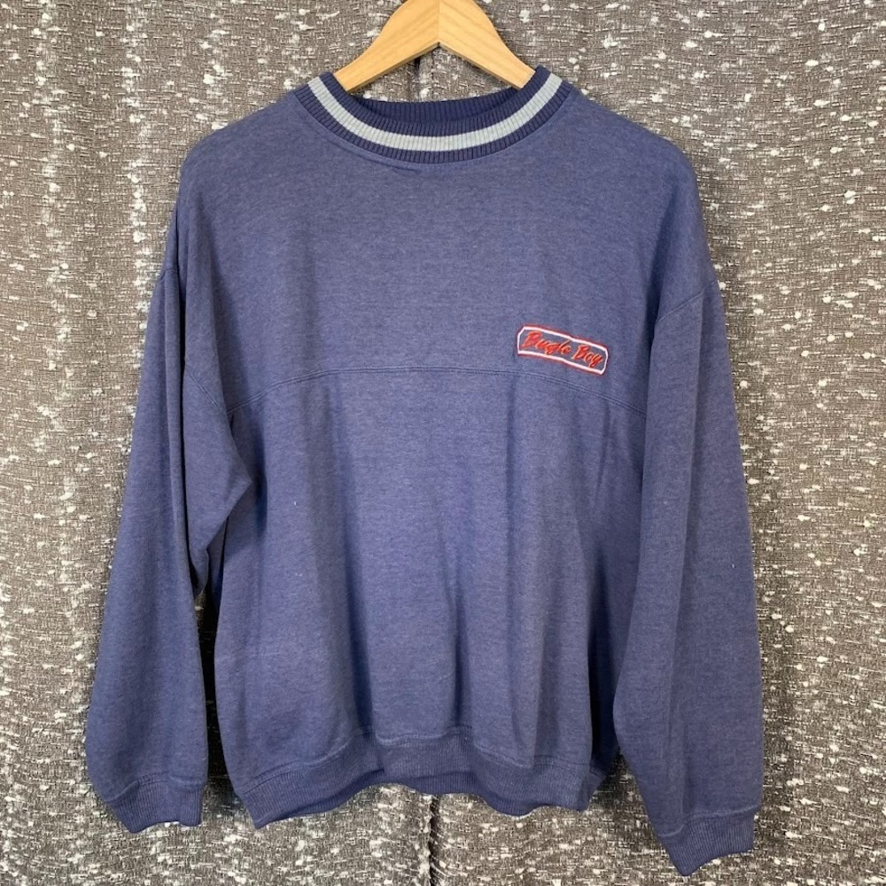 Vintage Bugle Boy Sweatshirt Blue Crew Neck Pullover 90s‎ Y2K Men's Large